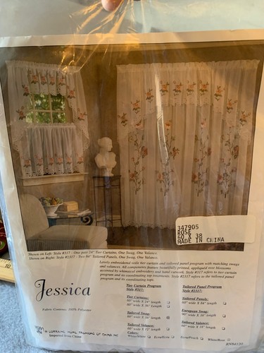 Tende Swag su misura Jessica 60" x 38" rosa bianca ricamate da Lorena Home - Foto 6 di 6