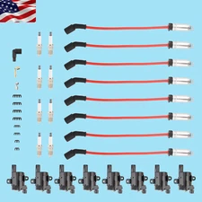 8x Ignition Coil+Spark Plug+Wires For Chevy Avalanche Tahoe Hummer H2 Ascender