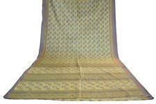 FNC Vintage Green Sambalpuri Ikat Sarees Handwoven Art Silk Sari Fabric Antique