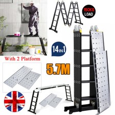 5.7M Multi-Purpose work Platform Aluminium Folding Combination Ladder Extendable