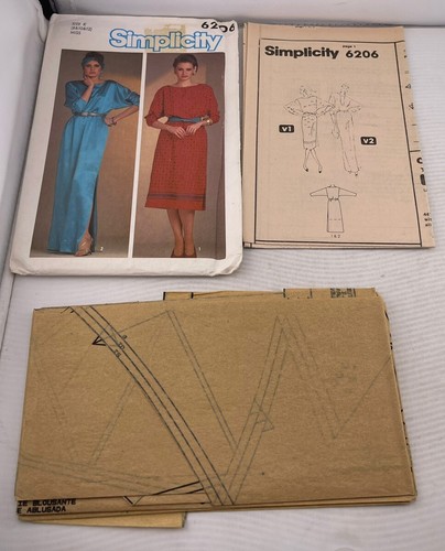 VTG 80's ~ Simplicity Pattern #6206 ~ Pullover Dress 2 Lengths ~ Sizes 8-10-12 - Picture 3 of 3