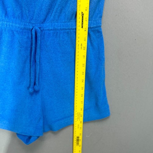 VTG 70s Terry Cloth Romper Playsuit Womens L Blue Removable Straps Beach Barbie - Picture 8 of 14