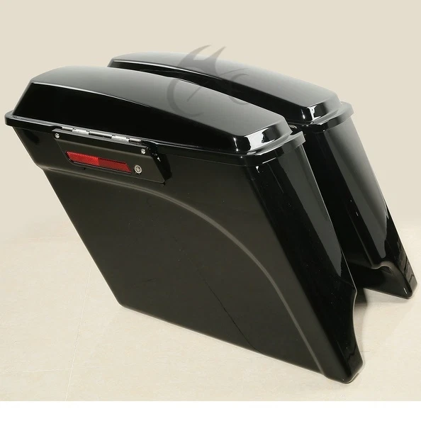 Vivid Black 5" Extended Saddle bags Fit For Harley FLHT Ultra-Classic 93-13 Dyna - Image 4 of 4