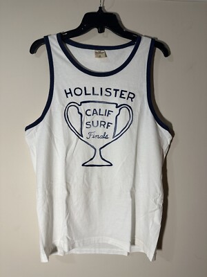 Hollister Mens Medium Blue White Tank Top