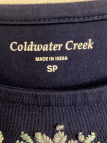 Size SP Coldwater Creek T-Shirt Dress Embroidery Cap Sleeve Viscose/Spdx Pockets - Picture 8 of 8