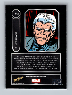 2021 Skybox Spider-Man Marvel Metal Universe Yellow FX Silvermane