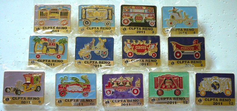 Lions Club Pins - THE CIRCUS IS BACK 2011 WSPS SET OF 13 CIRCUS WAGONS (RENO)
