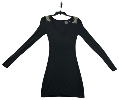 Guess Dress Womens Size Medium Black Long Sleeve Embellished Vneck Stretch | eBay Guess Dress Womens Size Medium Black Long Sleeve Embellished Vneck Stretch | eBay