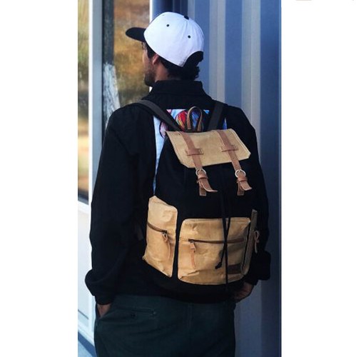 Colours Skateboards Paper Nylon Tan/Black Backpack Bag Rucksack w/ Laptop Sleeve - Picture 5 of 5