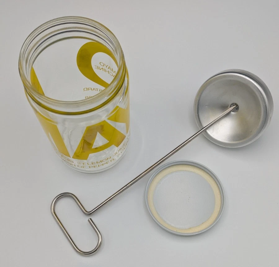 Vtg Mayonnaise Maker The Mayo Machine Plunger Style Emulsifier Storage Jar Lid - Image 2 of 4