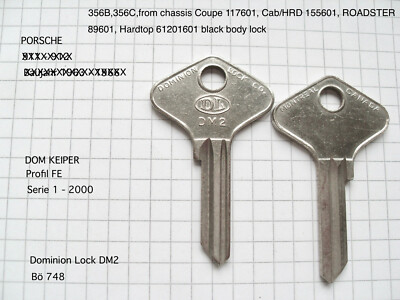 PORSCHE  356B,C, SHIFT LOCK  1  Schlüssel Rohling  DOM KEIPER FE OLDTIMER 748DL*