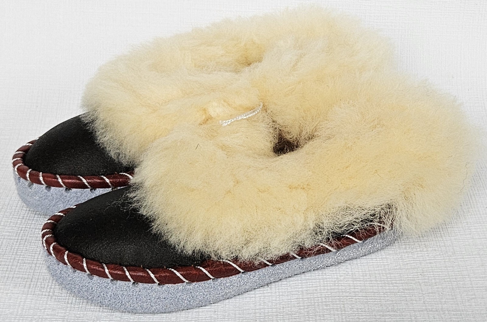 APL PELLICCIA DI AGNELLO PANTOFOLE calde taglia 29 NUOVE pelliccia di agnello pelle fatte a mano