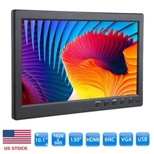 10.1" IPS LCD Monitor 1024x600 HDMI BNC AV VGA Screen for Security Camera CCTV