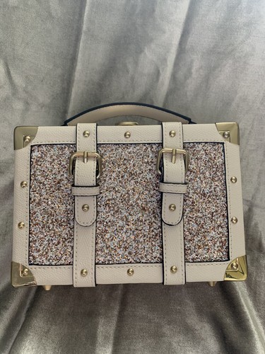 New With Tag Aldo Morrisburg-34 Gold & Glitter Box Top Handle Crossbody Bag