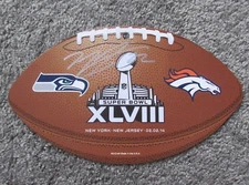 XLVIII SUPERBOWL 2014 SEAHAWKS BRONCOS PROMO CARD AUTOGRAPH UNKOWN