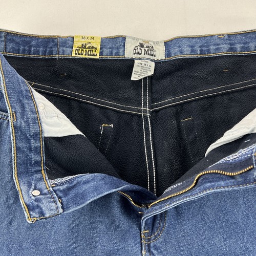 Old Mill Fleece Lined Jeans Men’s Size 38x34 Classic Blue Denim Warm Winter Wear - 第 11/16 張圖片