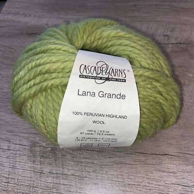 Cascade LANA GRANDE #6066 Granny Smith Green Peru 100g 87 yards Chunky
