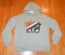 MTV Graphic Pullover Minty Green Christmas Women's X-Large Hoodie Sweatshirt NWT