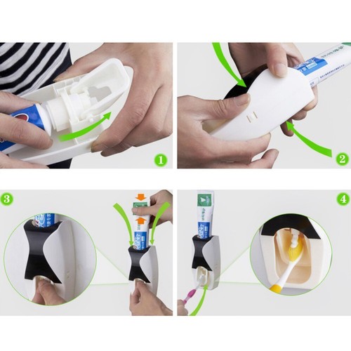 5 Toothbrush Holder Set Automatic Toothpaste Dispenser SqueezerStand Handfree - Picture 6 of 9