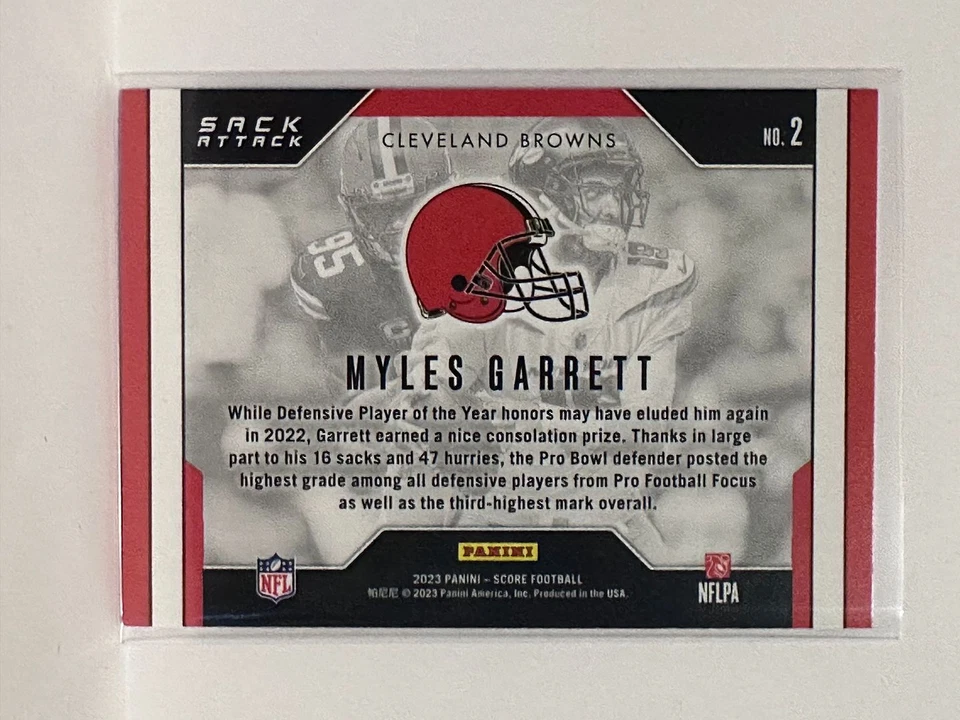 #2 Myles Garrett Sack Attack Cleveland Browns 2023 Score Football Card - Image 2 of 2