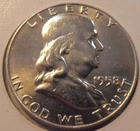 1958 D Franklin Silver Half  Dollar, (58DFH3) FREE SHIPPING