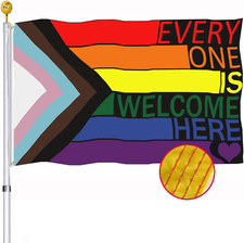 Progress Pride Everyone Is Welcome Here Flag 3X5 Outdoor- All Inlcusive Progress