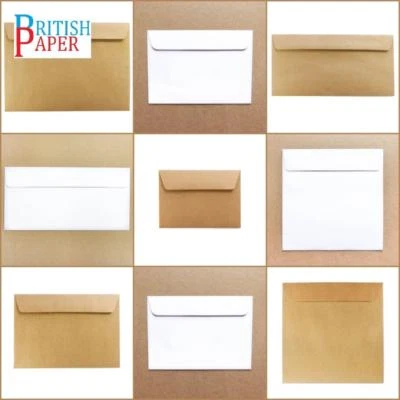C5 DL SQ WHITE BROWN KRAFT ENVELOPES PAPER 4 CARDS MINI SMALL LARGE CRAFT LOT