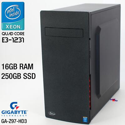 GIGABYTE GA-Z97-HD3 INTEL XEON E3-1231 COMPUTER PC 250GB SSD 16GB DDR3 DVDRW