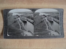 Keystone #21783 Stereoview Panama Canal Gatun Locks at Work