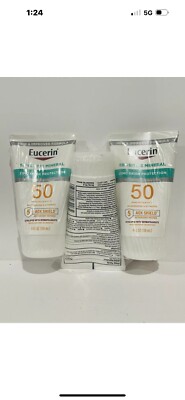 3 X Eucerin Sensitive Mineral Lightweight Zinc Oxide SPF 50 Lotion 4 oz -3/31/26