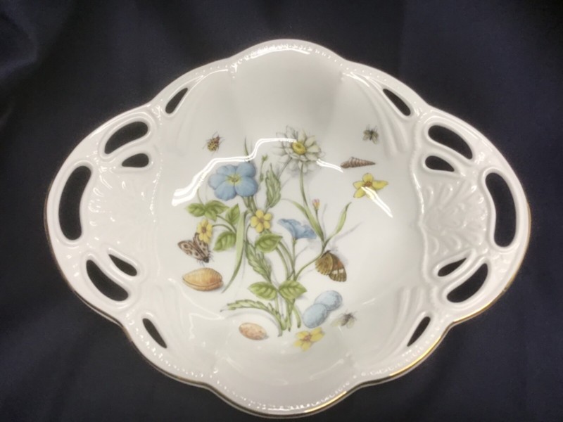 AYNSLEY NATURES DELIGHTS fine bone china FANCY BOWL flowers MADE in ENGLAND! new