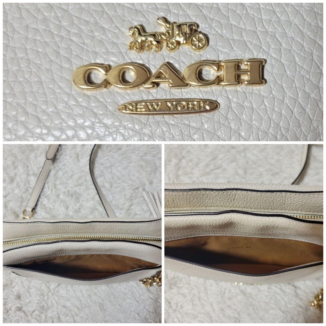 coach 29411 Camera Bag Crossbody white Pebble Leather Tassel