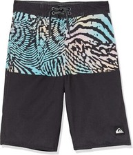 NWT Quiksilver Boy Everyday Division Youth 17 Boardshort black multi pink sz. 28