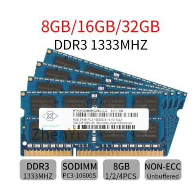 Für NANYA 32GB 16GB 8GB DDR3 PC3-10600S 1333MHz CL11 204Pin Laptop RAM Menge DE