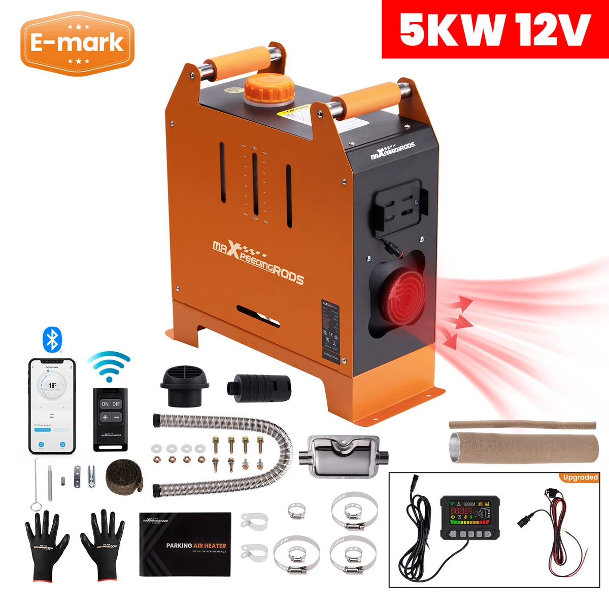 12V 5000W LCD Bluetooth Air Diesel Heater 5KW for Truck MotorHomes SUV Bus  Van | eBay