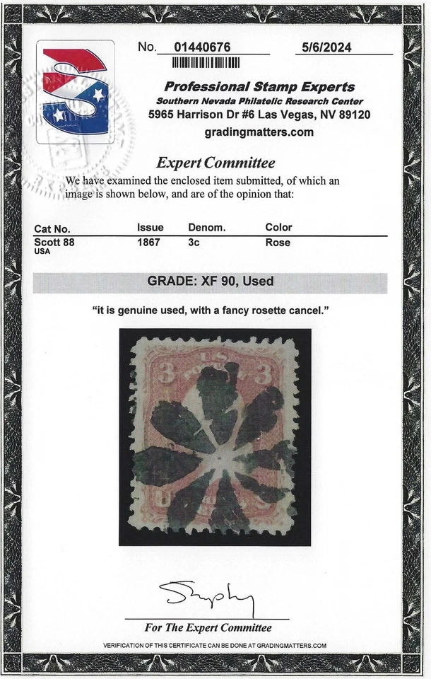 Scott # 88 E Grill - PSE Graded XF 90 - Huge Margins, Fancy Cancel          (P8) - Image 3 of 3