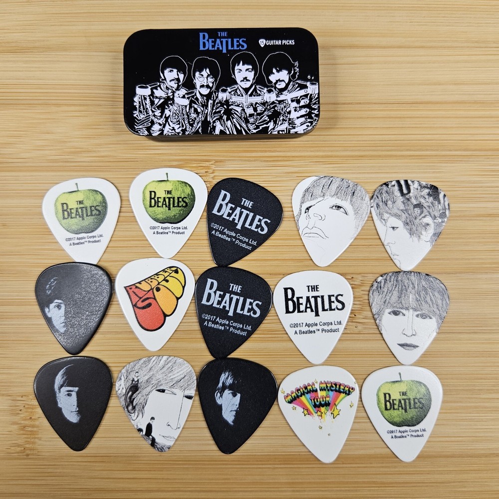 D'Addario The Beatles Sgt Peppers Guitar Pick Tin - 15-pack of medium picks.