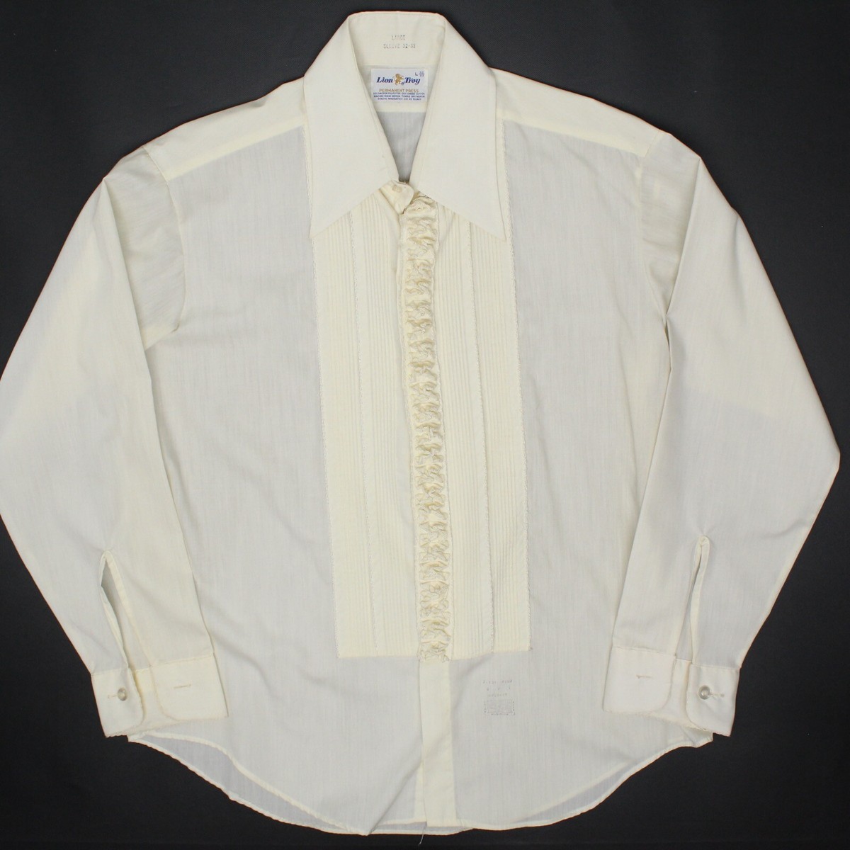 カンパニー　2点　Lion of Troy BD シャツ M ビンテージ VTG Lion of Troy Ruffled Tuxedo Shirt Mens L 16.5 Solid Ivory