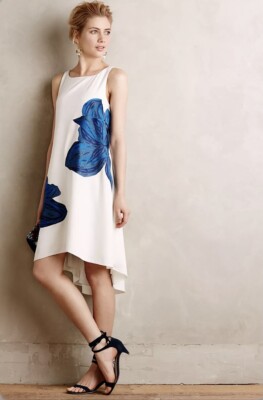 ANTHROPOLOGIE RANNA GILL SIZE SMALL SLEEVELESS EMBROIDERED BLUEBELL DRESS
