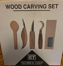 9 Piece Elemental Tools Wood Carving Set, New