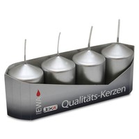 3Er Pack Stumpenkerzen Metallic Silber, Ca. 40 X 60 Mm (3X4 StüCk) Laternenkerze