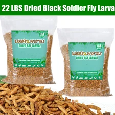 22 LBS Dried Black Soldier Fly Larva High Calcium Treats for Chickens Birds Duck