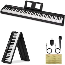 Full Size 88 Key Electric Digital Piano Keyboard Semi Weighted Key w/Microphone