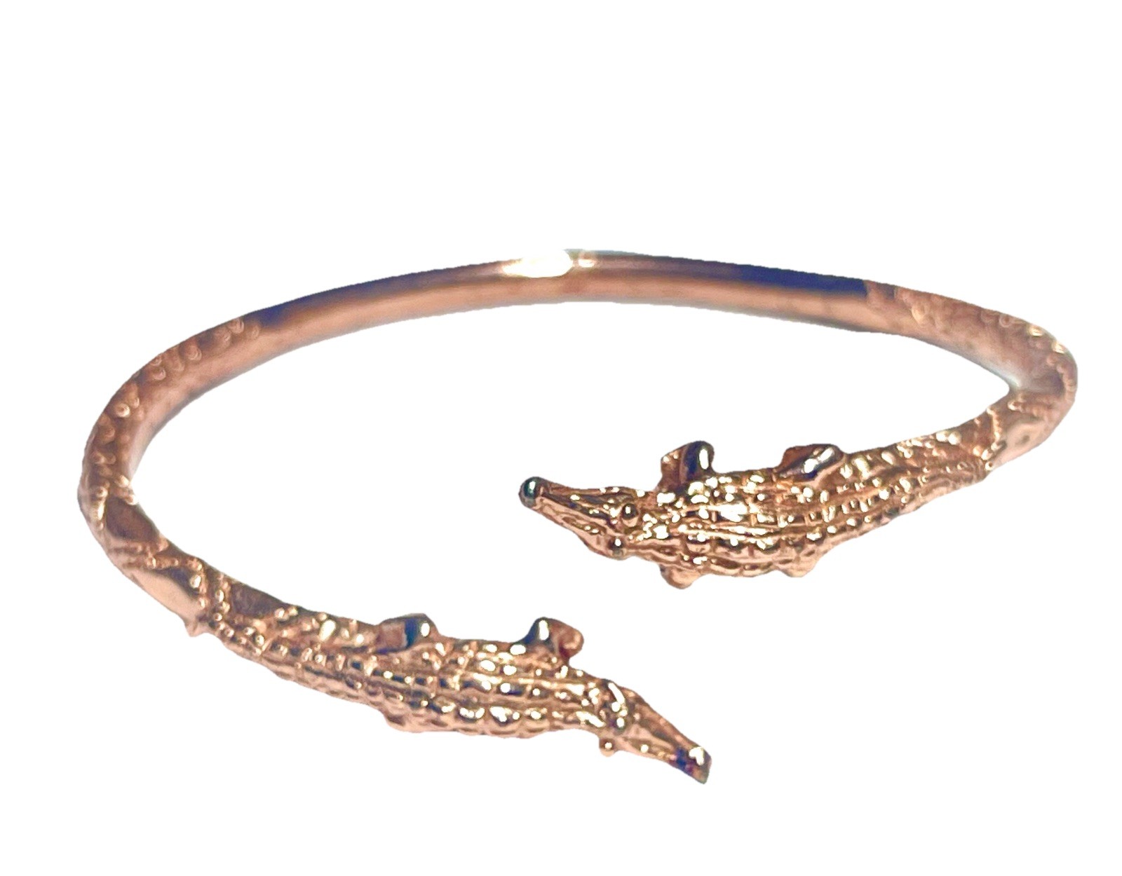 Vintage Rose Gold Tone Banana Republic Alligator Bangle Bracelet