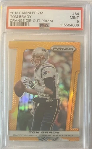 2013 PANINI PRIZM ORANGE DIE-CUT PRIZM #64 TOM BRADY /50 PSA 9 MINT Patriots