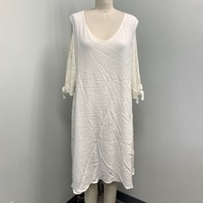Soft Surroundings Pullover Shirt Dress Women's Plus Size 3 White V-Neck Rayon