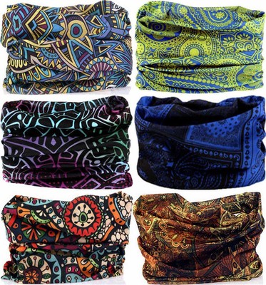 Headband Neck Gaiter Head Wrap Headwear Face One Size, 6pc.bohemia Series 