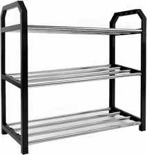 3-Tier Standing Shoe Rack PARACASA Stackable Free Plastic Shoes Organizer