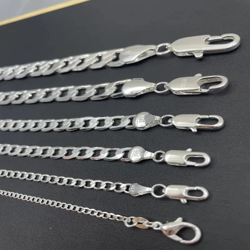 Men'S 925 Sterling Silver Necklace 2/4/6/8/10/12MM 40-75Cm Face Chain Necklace L - Picture 3 of 18