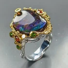 AAA Quality 14 ct Natural Ammolite Ring 925 Sterling Silver Size 7 /R482566